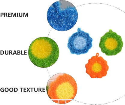 Yardwe Cleaning Towels 3Pcs Dish Scrubber Sponge Flower Shape Scouring Pad Non- Scratch Scrub Dishwashing Sponge Kitchen Scrubbing Sponge for Kitchen Cleaning Supplies Multi Function Cleaning Brush