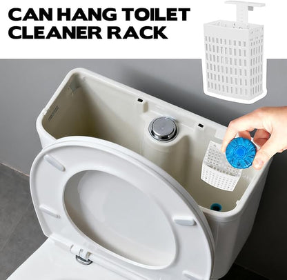 Toilet Tank Cleaning Tablet Holder, Hanging Holder with Adjustable Hook to Hang Toilet Cleaner Box, Can Collect Residue Inside the toilet, White