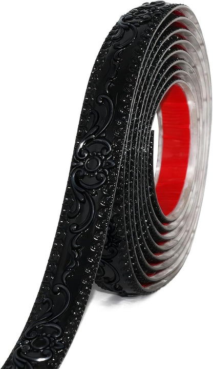 NeatiEase Flexible Molding Trim Wall Trim Self Adhesive, 16.4 Feet Peel and Stick Mirror Frame Border, Waterproof Bathroom Decor, Home Decor (Black)