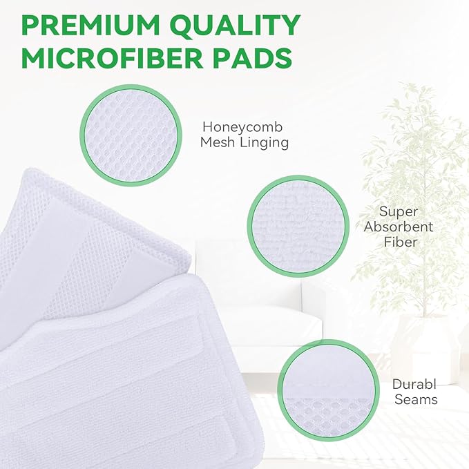 Steam Mop Pads for Shark Steam & Spray Mop S3101 S3251 SK460 SK410 S3101n2 S3250 SK435CO SK140 SK14,Washable Microfiber Cleaning Steamer Replacement Pads,White,5Pack