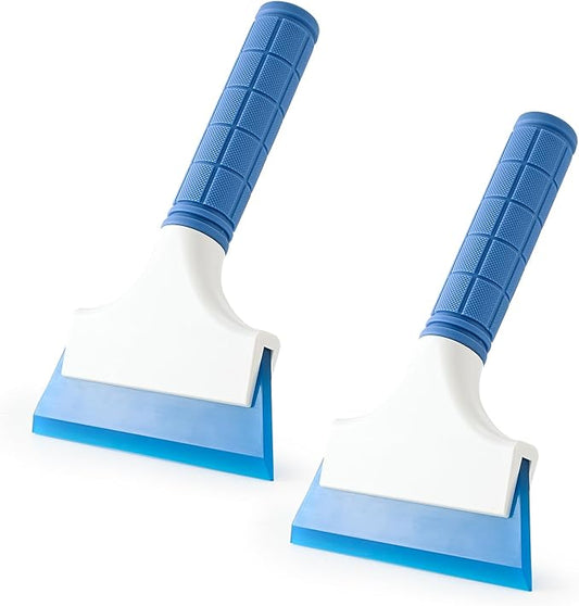 Gomake 2PCS Small Rubber Squeegee Window Shower Squeegee,Auto Water Blade Squeegee for Shower Glass Door,Car Windshield, Window, Mirror, Bathroom,Countertop Cleaning (Blue)