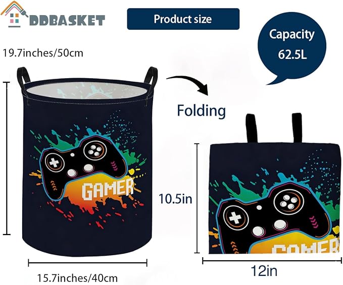 Kids Laundry Basket Game Hamper for Nursery Boys Hamper Cute Kids Storage Bin Room Decor for Home(Game)