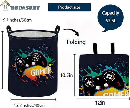 Kids Laundry Basket Game Hamper for Nursery Boys Hamper Cute Kids Storage Bin Room Decor for Home(Game)
