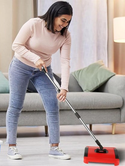 Carpet Floor Sweeper with Horsehair, Manual Carpet Sweeper Cleaner, Non-Electric Carpet Broom Sweeper Efficient Hand Push Carpet Sweeper Rug Roller Brush Push for Cleaning Pet Hair Loose Debris Lint