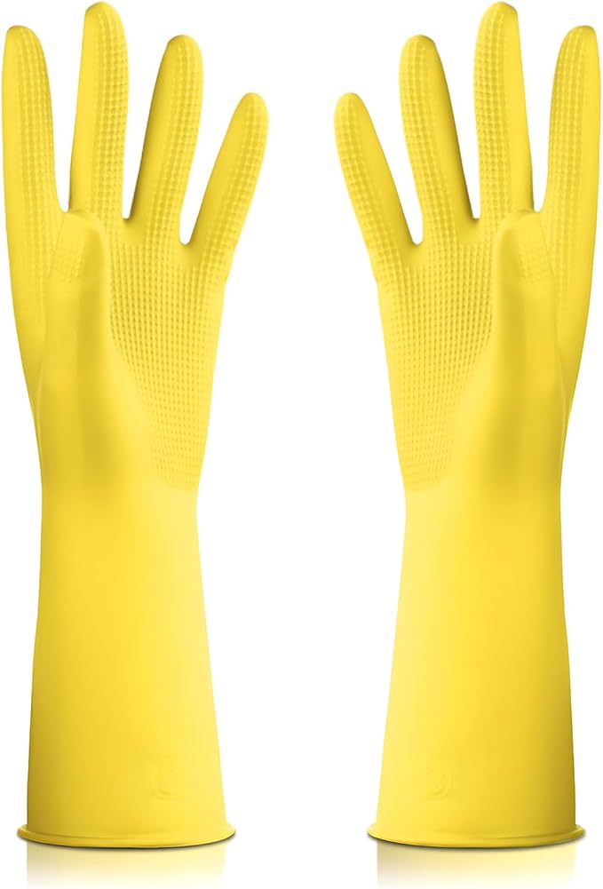 1 pair Reusable Household Gloves, Rubber Dishwashing gloves,Kitchen Cleaning, Working, Painting, Gardening, Pet Care