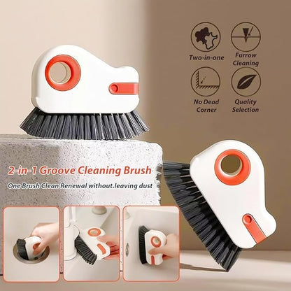 2 in 1 Groove Cleaning Brush Window Track Cleaning Tools, Multifunction Grout Cleaner Tool Grip Brush Hard Bristle Crevice Cleaning Brush for Sliding Door Track, Window Sill, Window Seal