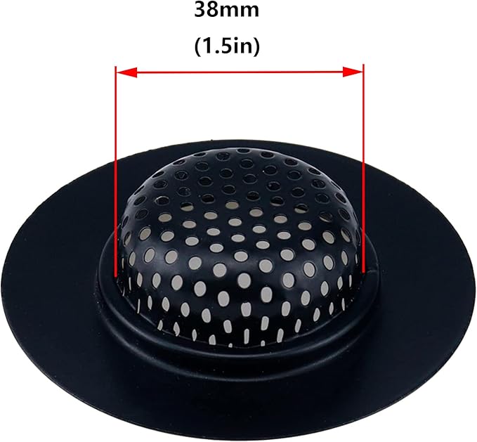 Antrader Kitchen Sink Strainer,3" Top / 1.5" Basket,Stainless Steel Sink Drain Strainer,Black,2 Pack