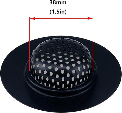 Antrader Kitchen Sink Strainer,3" Top / 1.5" Basket,Stainless Steel Sink Drain Strainer,Black,2 Pack