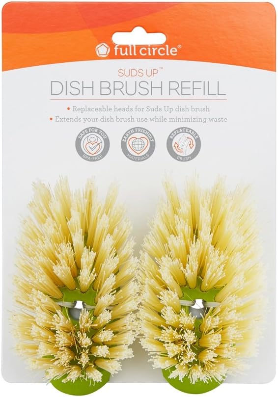 Full Circle Suds Up Soap-Dispensing Dish Sponge Refill - Built-In Soap Dispenser, Dual-Sided, Non-Scratch, Kitchen Cleaning, Dishes, Pots, Pans - Green