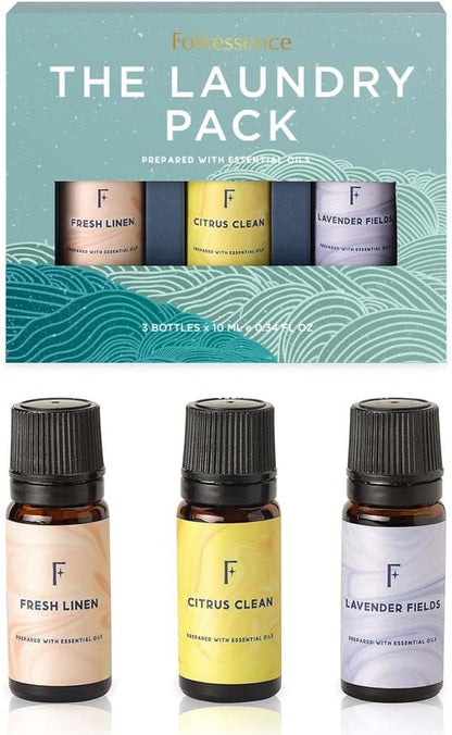 Folkulture Laundry Essential Oils Set for Dryer Balls | Set of 3 Fresh Linen & Clean Scent Oils | Citrus, Linen & Lavender Fragrance Oils for Laundry for Home, Hotels | Everyday Gift