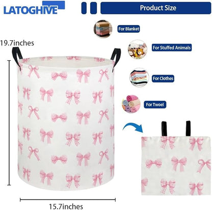 Baby Laundry Hamper kids laundry Basket Waterproof Laundry Bag for Bedroom Toy Clothes Organizer Room Décor(Bowknot)