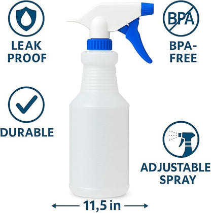 BREVON 32 oz All Purpose Plastic Spray Bottle,4 Pack Refillable Trigger Sprayer for Cleaning, Gardening, and Household Use, Clear Container (4)