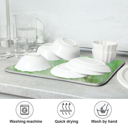 Super Absorbent Dish Drying Mat, Microfiber Fast-Drying Dish Mat, 16" x 18", Kitchen Dish Drying Pad, Green Jade Stone Marble