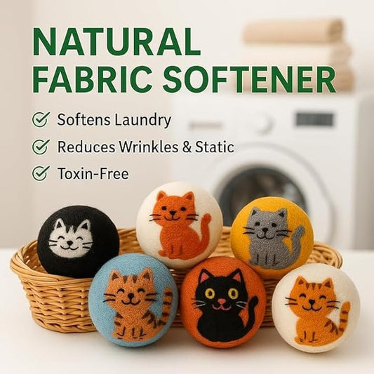 Laundry Wool Dryer Balls | Natural Fabric Softener – Reusable, Eco-Friendly, Reduces Drying Time – Wool Balls Replaces Dryer Sheets - Laundry Balls for Dryer (Animals (Type 1) 3XL)