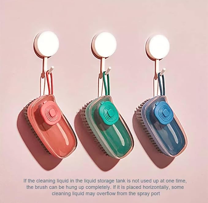 Brush with Soap Dispenser, Good Srubber Cleaner for Dish Sink Pan Pot Washing and Cleaning, Bathroom, Kitchen, Soft Laundry Clothes and Shoes Scrubbing Brush(Green) (Blue)