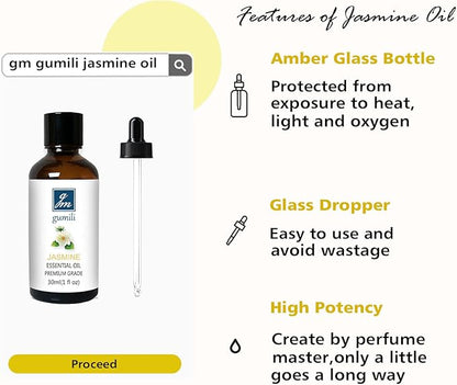 GM Gumili Rose Essential Oil and Jasemine Essential Oil, Floral Scent Oils Home Fragrance Oils for Diffuser Perfume Candle Soap Making - 2 Oz, Pack of 2
