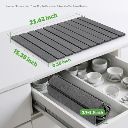 Stone Dish Drying Mat for Kitchen Counter - 24" x 16" Ultra Absorbent Diatomaceous Earth Mat, Fast Drying & Foldable Countertop Protector, Non-Slip Eco-Friendly Stone Mat for Dishes