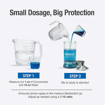 BARBICIDE Disinfectant Jar and Concentrate Starter Set (21 Oz Jar + 16 Fl Oz)– Professional Salon, Spa & Barber Tool Sanitizing Kit