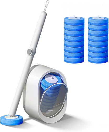 SOPAMI Disposable Toilet Cleaning System - Toilet Wand Kit with 16 High-Performance Refills, Wall Mounted Toilet Brush and Holder for Deep Cleaning Bathroom