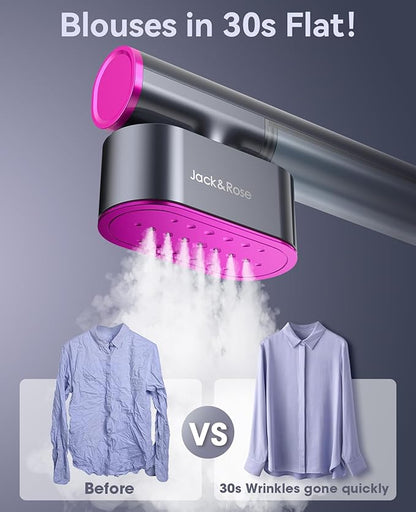 Jack ＆ Rose Travel Steamer for Clothes,100-220V Portable Iron,15s Heat Up,Steamer ＆ Iron 2 In 1, Travel Size,Large Ceramic Heat Panel,for Global and Europe