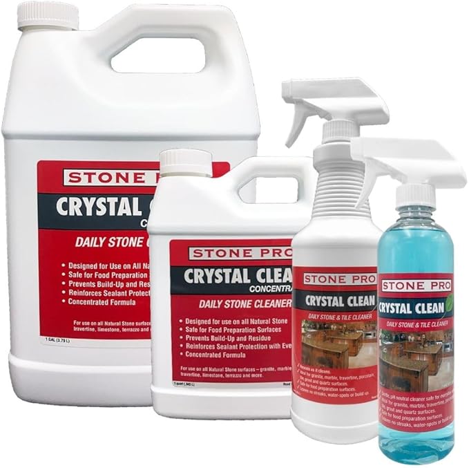 StonePro Crystal Clean - PH Neutral Cleaner for Stone Surfaces (Ready-To-Use Spray, 16 oz)