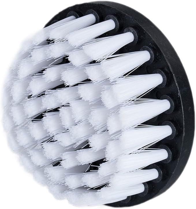 HIFROM Drill Brush - 4 inch Power Drill Attachment Soft Bristle White Quick Change Shaft Scrub Cleaning Brush for Carpet, Upholstery, Leather, Glass (White)