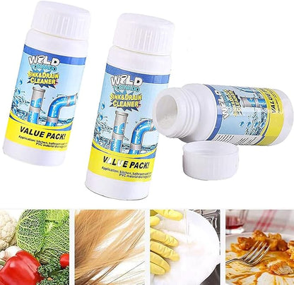 Wild Tornado Pipe Dredging Deodorizer openers Powerful Pipe Dredging Agent Powerful Sink Drain Cleaner for Kitchen Sewer Toilet Brush Closestool Clogging Cleaning Tools (3-Pcs)