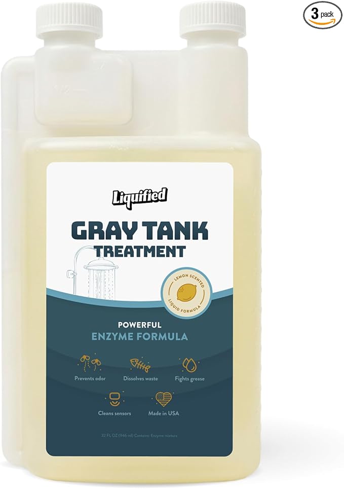 Liquified RV Toilet Treatment - Gray Holding Tank Digester - Odor Eliminator - Lemon Scent - Matts RV Reviews - 3 Pack