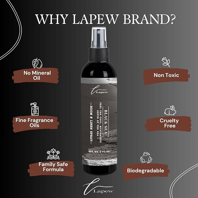 Lapew Room & Linen Spray | Fragrance Mist for Home, Car & Office | Fabric & Air Freshener | Neutralizing Mist | Made in USA | Black Sea