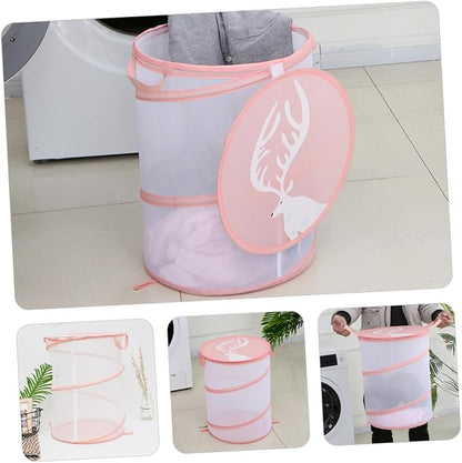 Outanaya Collapsible Laundry Hamper Handles Foldable Mesh Storage Basket for Clothes Toys and More Lightweight and Portable Organizer Macaron Color for Bedroom Bathroom and Dorm Use