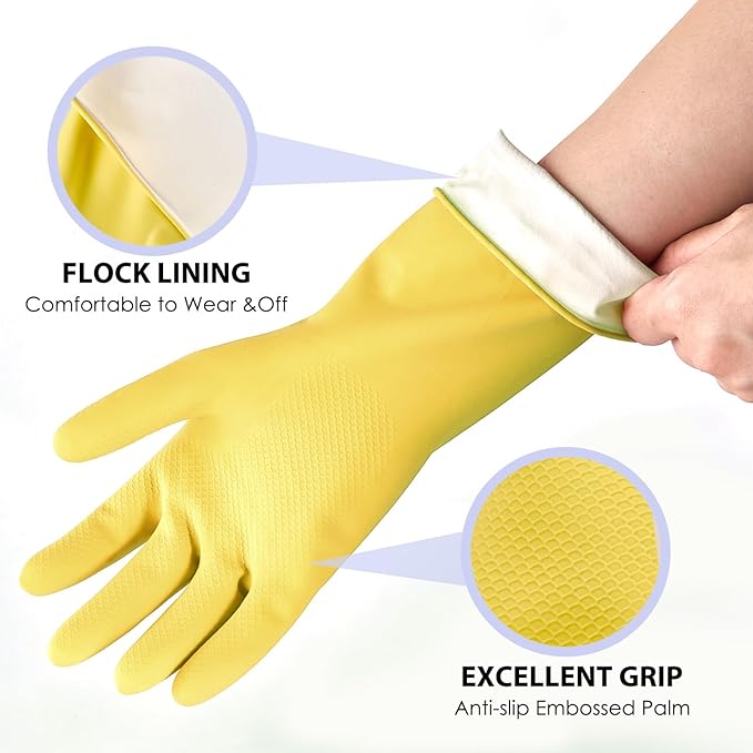 Rubber gloves for dishwashing 4 Pairs, Kitchen gloves for dish cleaning gloves, Reusable (Small, Colorful)