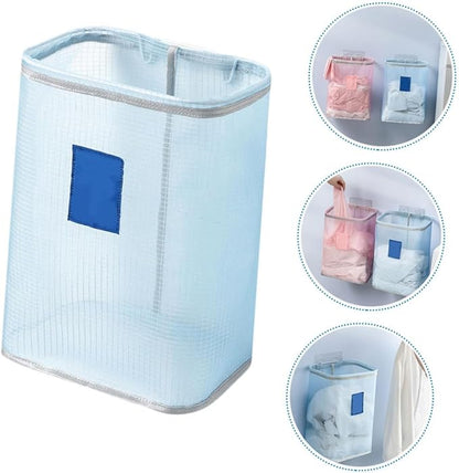 1Pc Wall Mounted Foldable Laundry Hamper Clothes Basket for Bathroom Bedroom Dorm Room Closet Space Saving Organizer for Dirty Clothes Blue