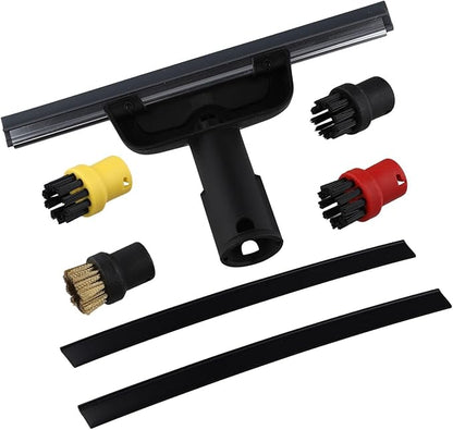 Accessories Kit for Karcher Steam Cleaner SC1 SC2 SC3 SC4 SC5 with Steam Squeegee Glass Scraper for Round Cleaning Brushes for Windows Mirrors Tiles Upholstery Carpet