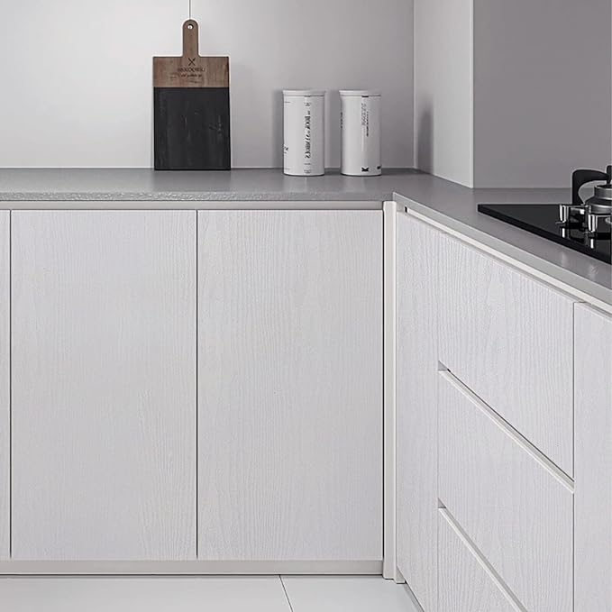 Heroad Peel and Stick Wallpaper Wood Contact Paper Wood Wallpaper White Wood Grain Contact Paper Thicken Textured for Cabinets and Drawers Countertops Waterproof Self Adhesive Vinyl 23.6" x 393"