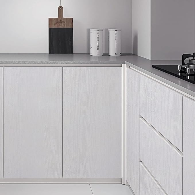 Heroad Peel and Stick Wallpaper 17.5" x 197" Wood Contact Paper Wood Wallpaper White Wood Grain Contact Paper Thicken Textured for Cabinets and Drawers Countertops Waterproof Self Adhesive Vinyl