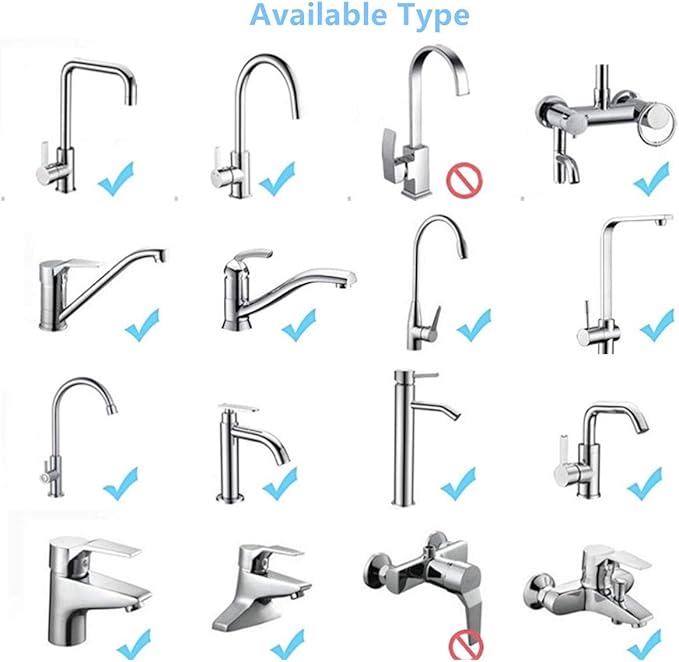Flexible Faucet Sprayer Attachment 360 ° Kitchen Sink Aerator Extender ABS Polished Chrome for Cold Hot Water (Silver）