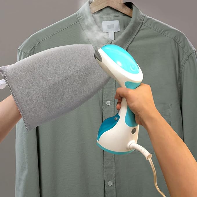 Garment Steamer Ironing Glove with Finger Loop, Heat Resistant Waterproof Ironing Mitt for Heat Resistan Handheld Steamer, Garment Steamer Accessories for Clothes (Grey)