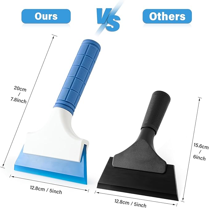 Gomake 2PCS Small Rubber Squeegee Window Shower Squeegee,Auto Water Blade Squeegee for Shower Glass Door,Car Windshield, Window, Mirror, Bathroom,Countertop Cleaning (Blue)