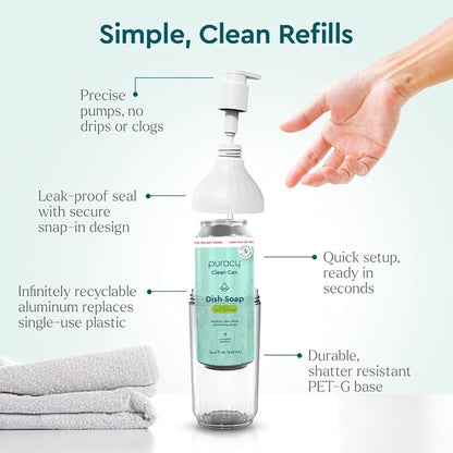 Puracy Natural Dish Soap Clean Can Starter Set - Plant-Based Dishwashing Soap, Non-Toxic Dish Soap, Natural Liquid Dishwashing Detergent Soap As Seen on TikTok (Green Tea & Lime, 14.4 fl oz)