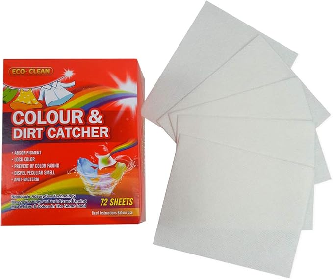 Dye Trapping Sheets 72 Count, Color Absorber Laundry Sheets, Prevent Light Colored Clothes from Being Dyed