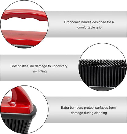 Car Carpet Lint & Hair Removal Brush, Electrostatic Bristles Mini Pet Hair Remover with Ergonomic Handle, Reusable Fur Remover Brush Car Interior Cleaning Tool for Truck SUV RV (Red)