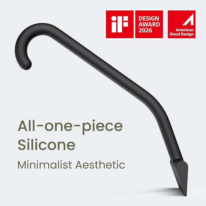 dancemoon JustHang Shower Squeegee for Glass Doors, All-in-One Award-Winning Silicone Squeegee with Built-in Hook for Bathroom, Window, Mirror, Tile Wall, Car, Streak-Free Cleaner Tool, 10-Inch Black