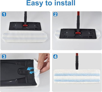 Mop Pads Replacements Compatible with O Cedar H2prO Flat Mop System Microfiber Mop Replacement Heads for O-Cedar/Vileda H2prO Flat Floor Mop, Washable & Reusable Pad Refills for Deep Cleaning, 4 Pack
