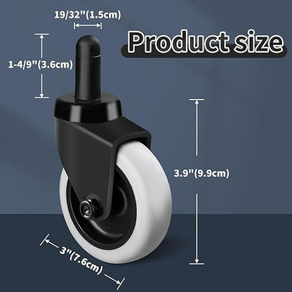 3" Mop Bucket Wheels Replacement, Non-Marking TPR Castors Set of 4 for Rubbermaid Models 7570-L2, 7571,7580,7581,7582 7583