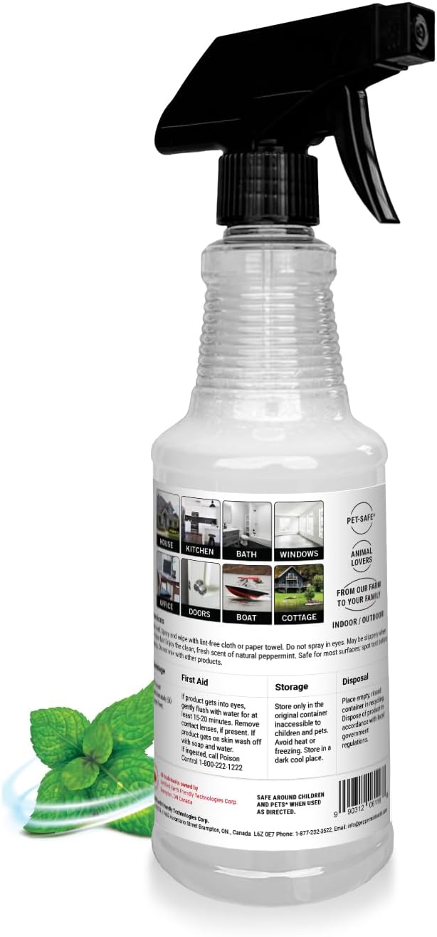 Multi-Surface Cleaner, Natural Peppermint Scent, Non-Toxic Spray for Home, Kitchen, Bathroom, 16 Oz