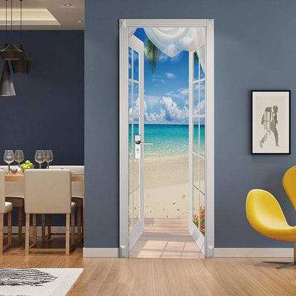 3D Door Stickers Murals - Landscape Peel and Stick Waterproof & Washable Matt Finish 37.4" x 82.7"