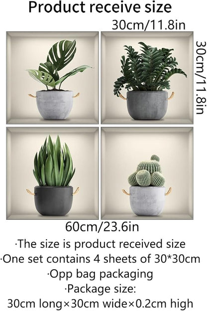 3D Wall Stickers DIY Flower Wall Decal Removable Waterproof Wall Art Decor for Bedroom Living Room Offices Home Decoration (Green Pot Plants)