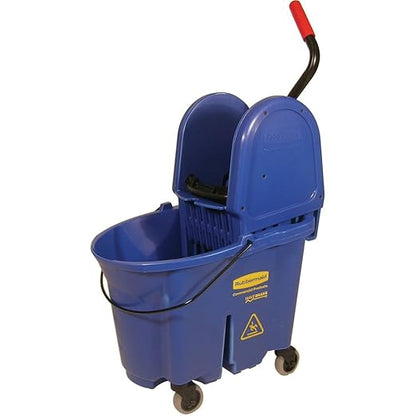 Rubbermaid Commercial WaveBrake 2.0 35 QT Down-Press Mop Bucket and Wringer, Blue, Heavy Duty Mopping/Cleaning for Professional/Janitorial Use