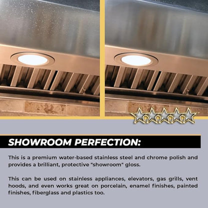 Flitz Stainless Steel Polish Protectant - 32oz Bottle, USA-Made Ceramic Coating for Stainless Steel Appliances, Repels Fingerprints & Water Spots - Aluminum & Chrome Polish & Protectant (1 Pack)
