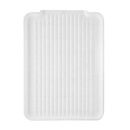 Oggi Dish Drain Board and Drying Rack Tray for Kitchen Counter, Plastic Drainboard with Raised Ridges, 12.75 x 17.25 inches - White